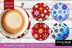 Snowflakes Round Coaster - Christmas Coaster PNG Sublimation Product Image 1
