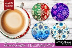 Snowflakes Round Coaster - Christmas Coaster PNG Sublimation Product Image 1