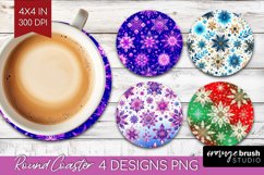 Snowflakes Round Coaster - Christmas Coaster PNG Sublimation Product Image 1