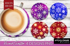 Snowflakes Round Coaster - Christmas Coaster PNG Sublimation Product Image 1
