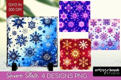 Snowflakes Slate PNG - Christmas Square Slate Sublimation Product Image 1