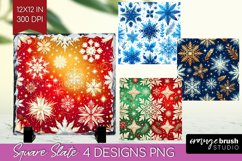 Snowflakes Slate PNG - Christmas Square Slate Sublimation Product Image 1