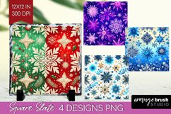 Snowflakes Slate PNG - Christmas Square Slate Sublimation Product Image 1