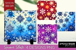 Snowflakes Slate PNG - Christmas Square Slate Sublimation Product Image 1