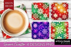 Snowflakes Square Coaster - Christmas Coaster PNG Product Image 1