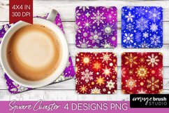 Snowflakes Square Coaster - Christmas Coaster PNG Product Image 1