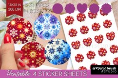 Snowflakes Round Sticker - Christmas Printable Sticker Sheet Product Image 1