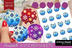 Snowflakes Round Sticker - Christmas Printable Sticker Sheet Product Image 1