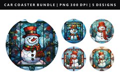 Snowman Keychain And Car Coaster Sublimation Design Product Image 1