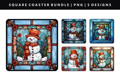 Snowman Square Coaster Design | Square Coaster PNG Product Image 2