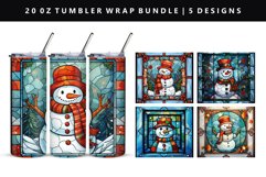 Snowman 20oz Tumbler Wrap PNG Design Product Image 1