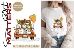 Snowmen Vintage truck | Be Merry - 300 DPI - Hand Painted Product Image 2