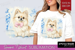 Spitz Dog Square Tshirt Background Floral Dog PNG Product Image 1