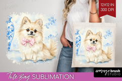 Spitz Dog Tote Bag Floral Dog Tote Bag PNG Sublimation Product Image 1