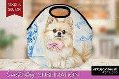 Spitz Dog Lunch Bag Floral Dog Lunch Bug PNG Sublimation Product Image 1