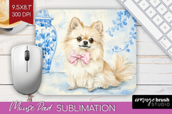 Spitz Dog Mouse Pad Sublimation Floral Dog Mousepad PNG Product Image 1