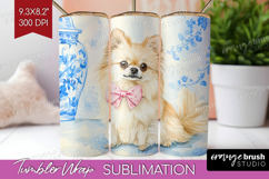 Spitz Dog Tumbler Wrap Floral Dog Tumbler PNG Sublimation Product Image 1