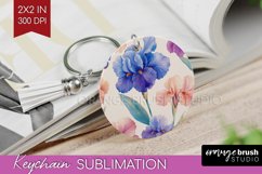 Spring Blossom Keychain PNG - Flowers Keychain Sublimation Product Image 1