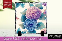 Spring Blossom Slate PNG - Flowers Square Slate Sublimation Product Image 1