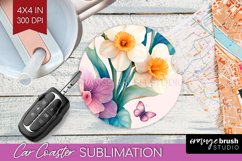 Spring Blossom Car Coaster - Flowers Coaster PNG Sublimation Product Image 1