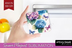 Spring Blossom Magnet Sublimation - Flowers Square Magnet Product Image 1