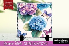 Spring Blossom Slate PNG - Flowers Square Slate Sublimation Product Image 1