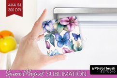 Spring Blossom Magnet Sublimation - Flowers Square Magnet Product Image 1