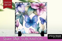 Spring Blossom Slate PNG - Flowers Square Slate Sublimation Product Image 1