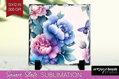 Spring Blossom Slate PNG - Flowers Square Slate Sublimation Product Image 1