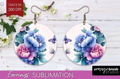 Spring Blossom Round Earrings - Flowers PNG Sublimation Product Image 1