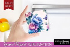 Spring Blossom Magnet Sublimation - Flowers Square Magnet Product Image 1
