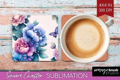 Spring Blossom Square Coaster - Flowers Coaster PNG Product Image 1