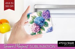 Spring Blossom Magnet Sublimation - Flowers Square Magnet Product Image 1