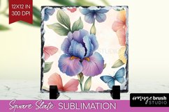 Spring Blossom Slate PNG - Flowers Square Slate Sublimation Product Image 1