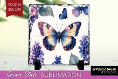 Spring Blossom Slate PNG - Flowers Square Slate Sublimation Product Image 1