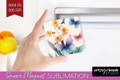 Spring Blossom Magnet Sublimation - Flowers Square Magnet Product Image 1