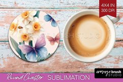 Spring Blossom Round Coaster - Flowers Coaster PNG Product Image 1