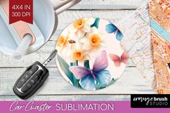 Spring Blossom Car Coaster - Flowers Coaster PNG Sublimation Product Image 1