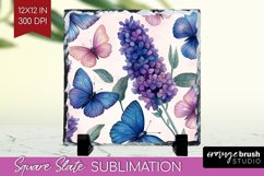 Spring Blossom Slate PNG - Flowers Square Slate Sublimation Product Image 1