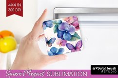 Spring Blossom Magnet Sublimation - Flowers Square Magnet Product Image 1