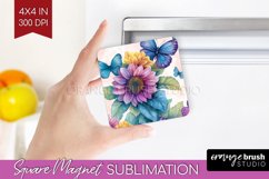 Spring Blossom Magnet Sublimation - Flowers Square Magnet Product Image 1