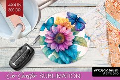 Spring Blossom Car Coaster - Flowers Coaster PNG Sublimation Product Image 1