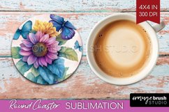 Spring Blossom Round Coaster - Flowers Coaster PNG Product Image 1