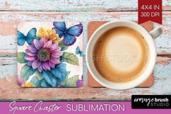 Spring Blossom Square Coaster - Flowers Coaster PNG Product Image 1