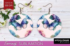 Spring Blossom Round Earrings - Flowers PNG Sublimation Product Image 1