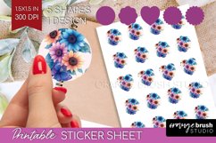 Spring Blossom Round Sticker - Flowers Printable Sticker Product Image 1