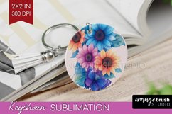 Spring Blossom Keychain PNG - Flowers Keychain Sublimation Product Image 1
