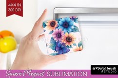 Spring Blossom Magnet Sublimation - Flowers Square Magnet Product Image 1