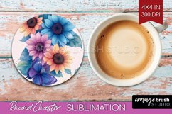 Spring Blossom Round Coaster - Flowers Coaster PNG Product Image 1