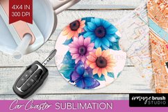 Spring Blossom Car Coaster - Flowers Coaster PNG Sublimation Product Image 1